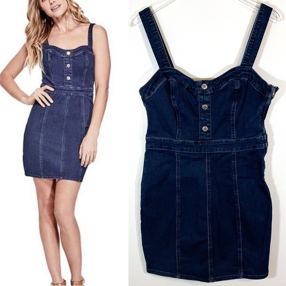 Guess Dresses & Skirts - NWT GUESS Kassidy Denim Mini Dress Sweetheart Bustier Sleeveless Size L